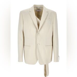 Off-White Double Pap 2butt Drill Ivory Strap Detailed Blazer, size 48